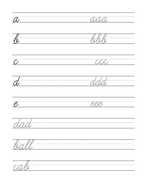 Cursive Writing Worksheets Free Printable for Kids