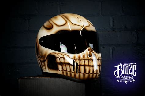 Custom Airbrushed Matrix Crash Helmet In Skull Design Simpson Bandit