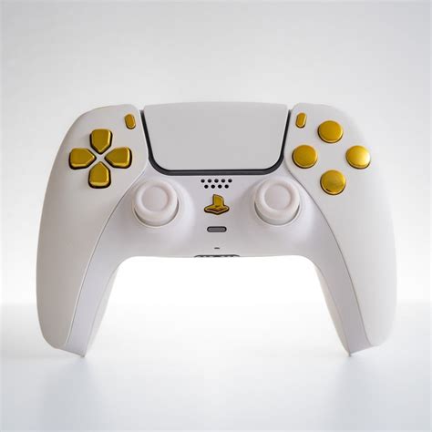 Custom Ps5 Controller White With Gold Buttons Gametraderzero