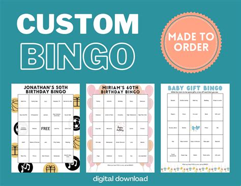 Customized Bingo Cards Set Of 30 Cards We Create Bingo Etsy