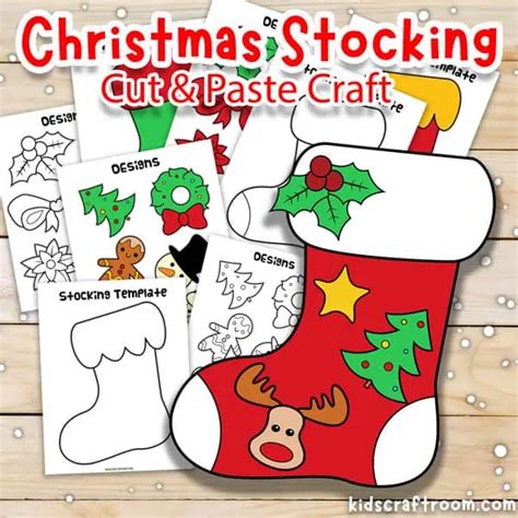 Cut And Paste Christmas Stocking Craft Free Printable Kids Craft Room