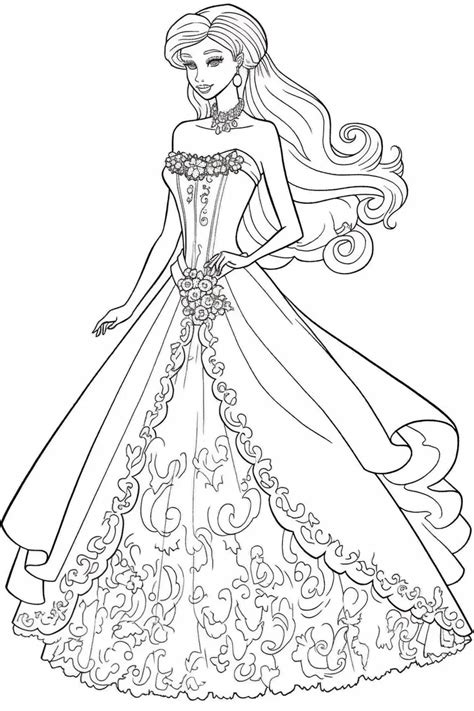 Cute Barbie Coloring Pages Princess Fashion Full Size Printable