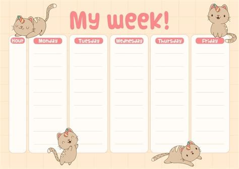 Cute Cat Schedule Printable Template