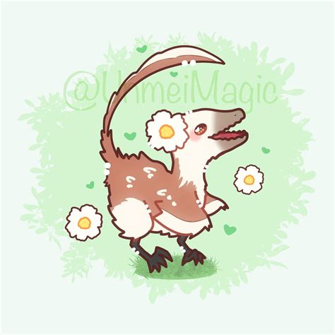 Cute Chibi Velociraptor Art Digital File Printable Artwork Dinosaur Kawaii Bird Anime Stickers