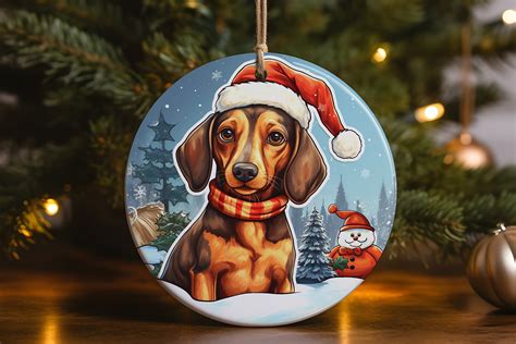 Cute Dachshund Christmas Ornament Graphic By R Ray Design Creative