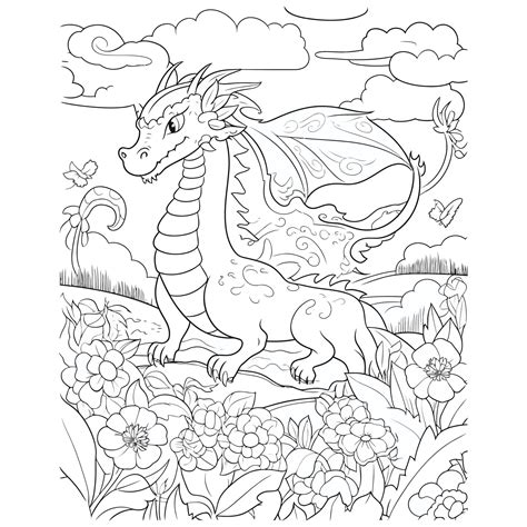 Cute Dragon Coloring Book Pages 23781481 Vector Art At Vecteezy