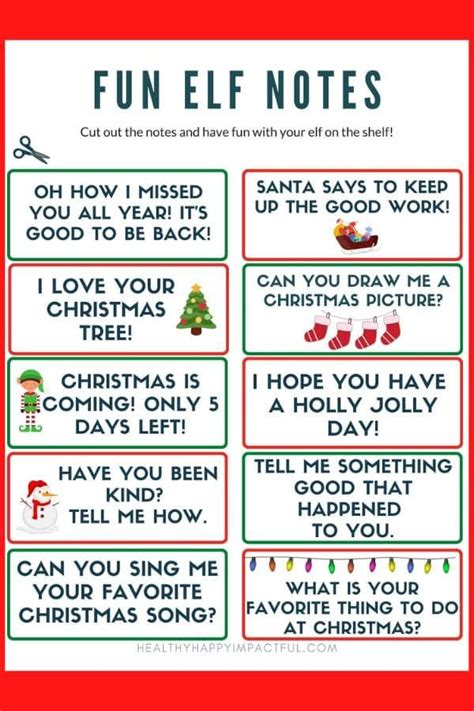 Cute Elf On The Shelf Notes Free Printable For 2024