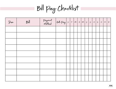 Cute Printable Bill Organizer