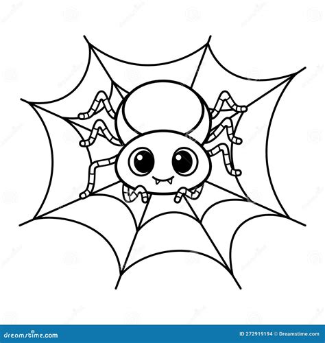 Cute Spider Coloring Page Cartoon Vector Illustration Stock Vector