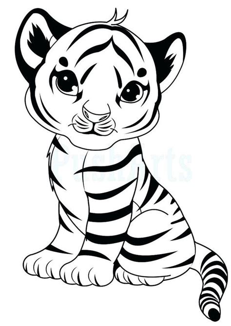 Cute Tiger Coloring Book For Girls Boys Big And Simple Baby Tiger