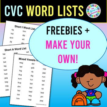 Cvc Word Lists Freebie Including Cvc Word List Generator Tpt