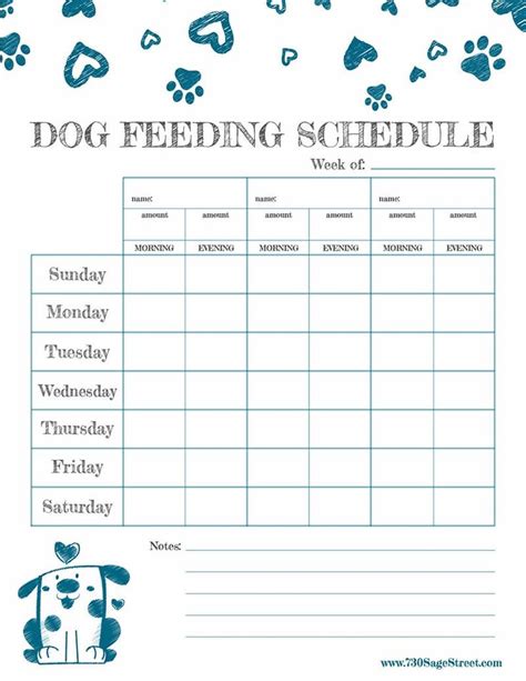 Daily Feeding Chart For Dogs