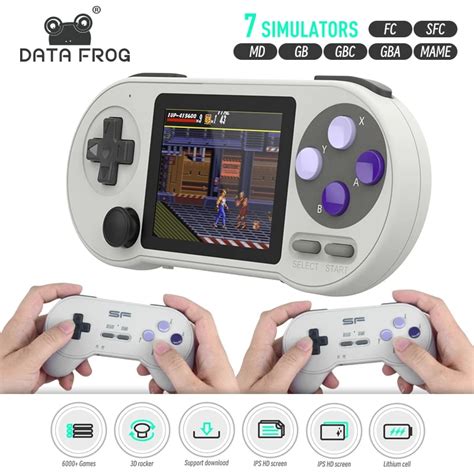 Data Frog Sf2000 3 Inch Ips Mini Portable Game Console Built In 6000 Retro Games Support Av