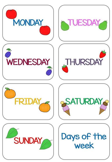 Days Of The Week Printable Flashcards Printable Templates