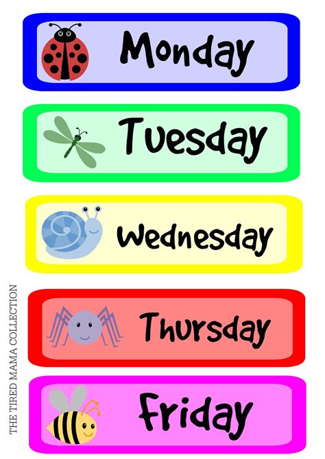 Days Of The Week Printable Free