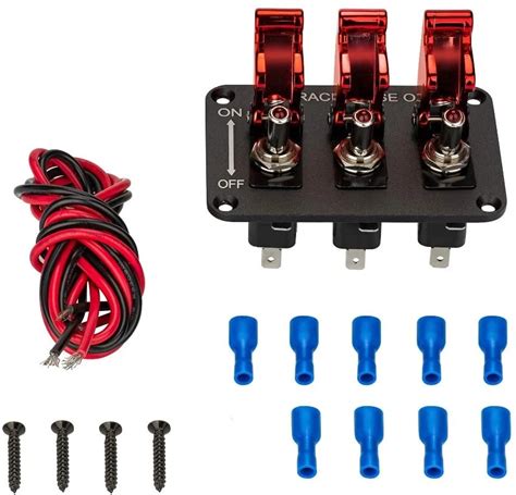 Dc12v 20A Toggle Switch Panel Carbon Fiber Red Blue Racing Car