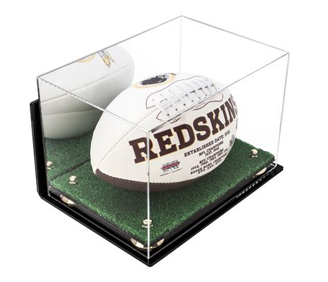 Deluxe Acrylic Football Display Case With Gold Risers Mirror Turf Base And Wall Mount A004 Gr