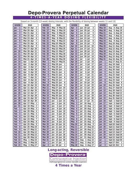 Depo Provera Perpetual Calendar Calendar Perpetual Calendar Calendar Printables