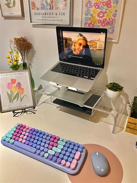 Desksetup Officeinterior Aesthetichome Colourfulkeyboard Keyboard