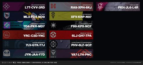 Destiny 2 Free Universal Emblem Codes Kyber S Corner