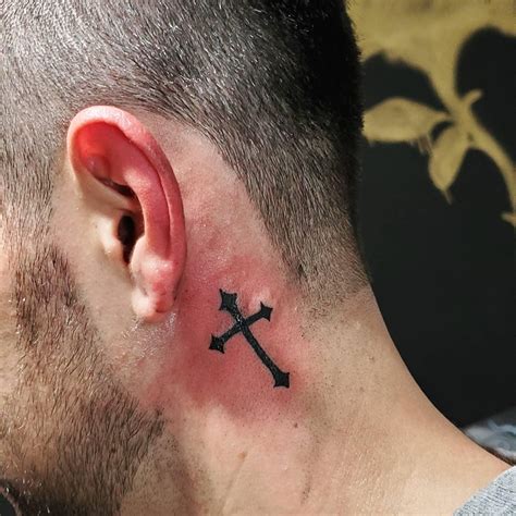 Details More Than 76 Male Cross Tattoo Behind Ear Best In Coedo Com Vn