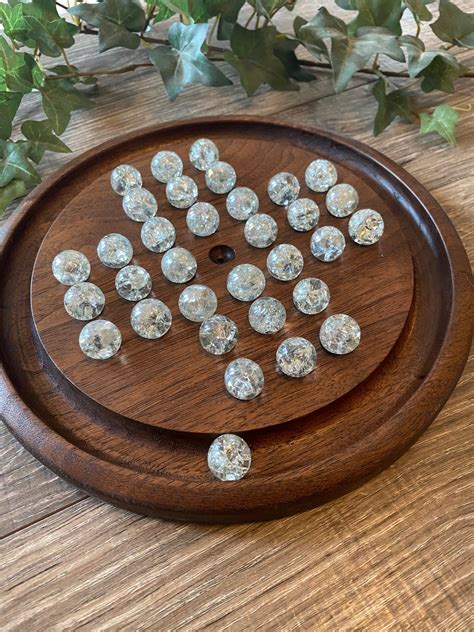 Diamond Solitaire Marble Game Wooden Solitaire Game Handmade Etsy