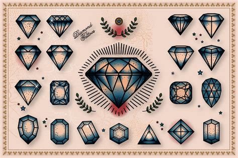 Diamond Tattoos Vector Pack Diamond Tattoo Designs Sailor Jerry Tattoos Traditional Diamond