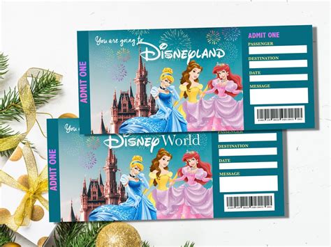 Disneyland Ticket Printable Theme Park Disney World Surprise Etsy