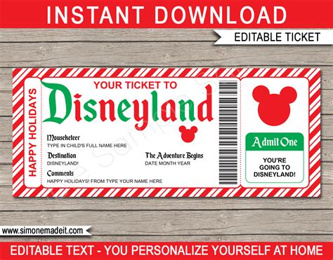 Disneyland Ticket Printable Template and Prices Guide