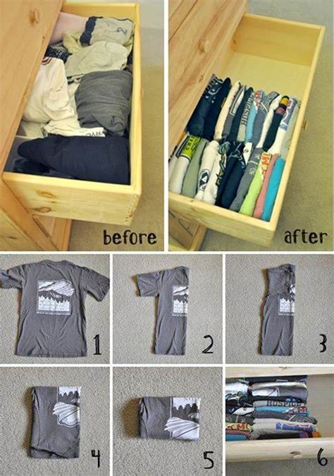 Diy How To Fold And Organize T Shirts In A Drawer Dorm Room