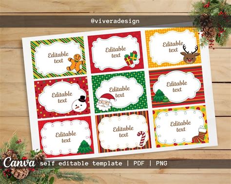 Diy Printable Christmas Labels Canva Template Affordable Etsy Canada