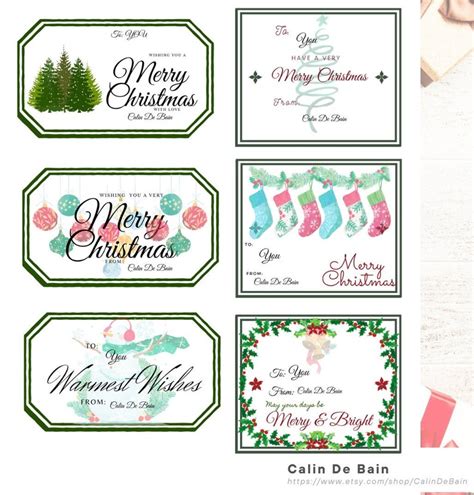 Diy Printable Christmas Labels Canva Template Affordable Labels Stickers Instant Download Quick Christmas Tags Etsy