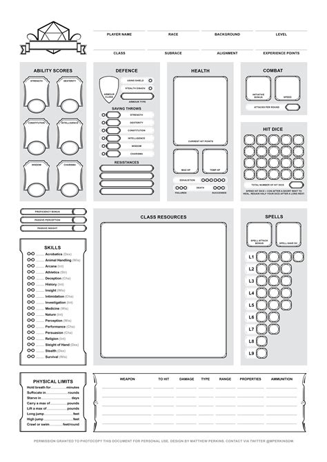 Dnd Printable Character Sheet