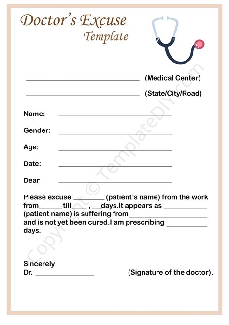 Doctor Excuse Letter Template Prntbl Concejomunicipaldechinu Gov Co