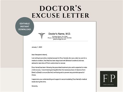 Doctor Excuse Template Doctor Excuse For Work Doctor Excuse Letter