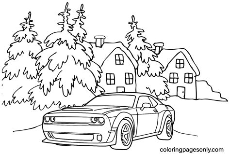 Dodge Challenger Hellcat Demon Coloring Page Free Printable Coloring Pages