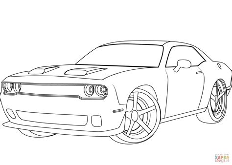 Dodge Challenger Srt Hellcat Coloring Pages Hellcat Drawing At