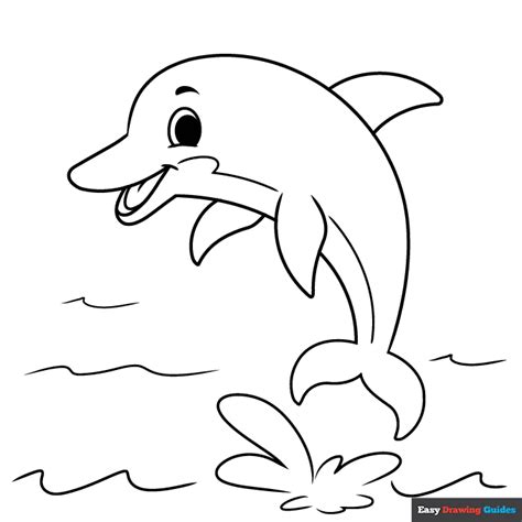 Dolphin In Cartoon Style Coloring Page Easy Drawing Guides