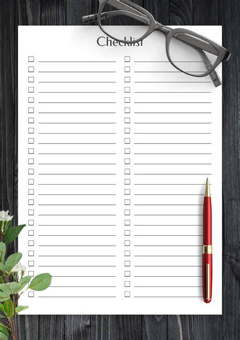 Download Printable Blank Checklist Template Pdf