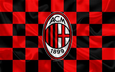 Download Wallpapers Ac Milan 4K Logo Creative Art Red Black