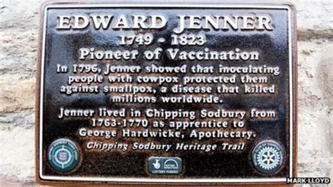 Dr Edward Jenner Commemorative Plaque Unveiled Bbc News