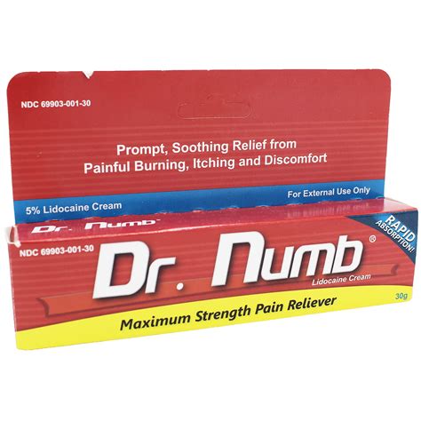 Dr. Numb 5% Lidocaine Topical Anesthetic Numbing Cream For Pain Relief ...