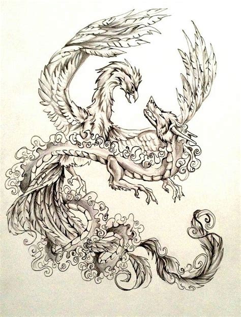 Dragon Nd Phoenix Fighting Tattoo Dragon And Phoenix Picture Tattoos