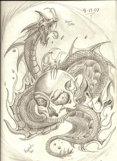 Dragon With Skull Tattoo By 12Haua On Deviantart