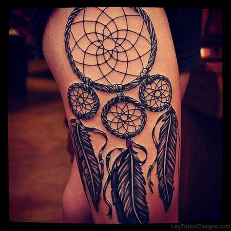 Dreamcatcher Tattoo On Thigh