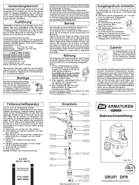 Drufi Dfr Druckminderer Und Wasserfilter Pdf