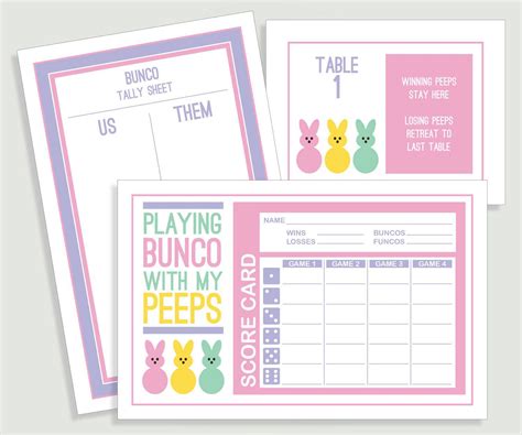 Easter Bunco Score Cards