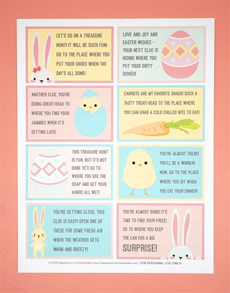 Easter Scavenger Hunt Free Printable