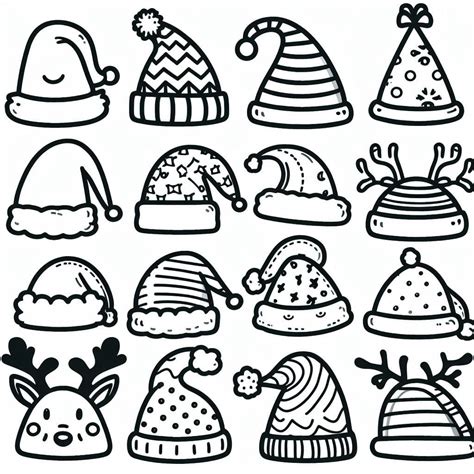 Easy Christmas Hats Coloring Page Download Print Or Color Online For