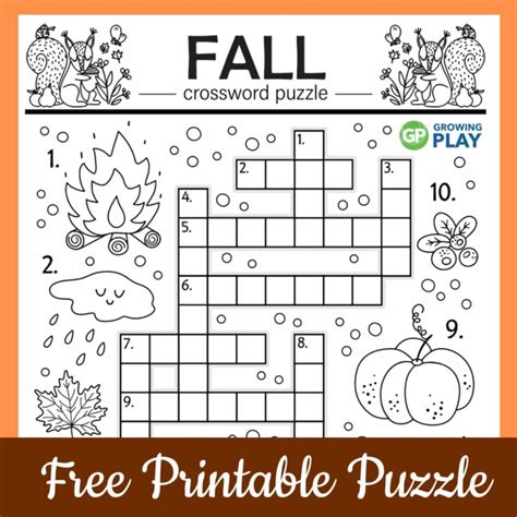 Easy Fall Crossword Puzzles Printable